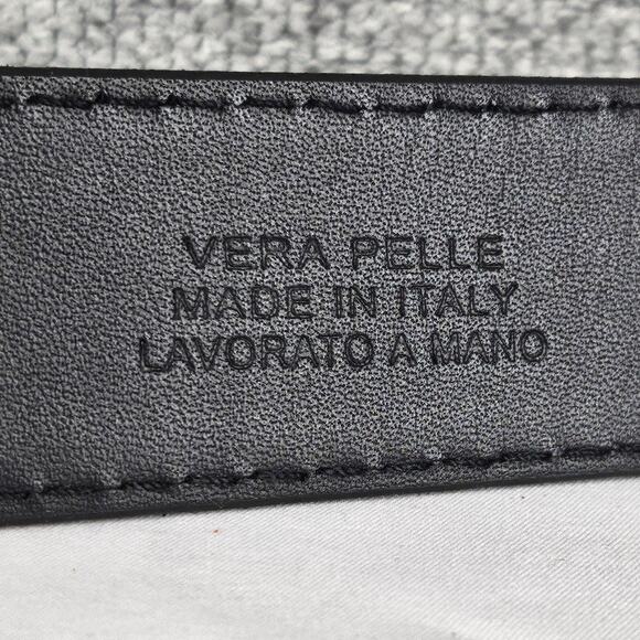 VERA PELLE BLACK LEATHER BELT — HANDMADE IN ITALY • CHROME BUCKLE •  STYLE 035/1 - Picture 5 of 11